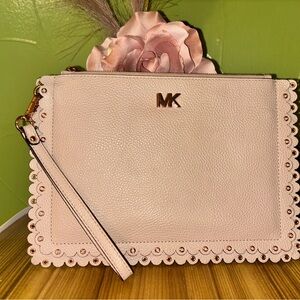 Michael Kors Blush Leather Scalloped Wristlet